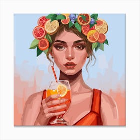 Woman Drinking A Cocktail 1 Canvas Print