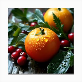 Oranges And Cranberries Canvas Print