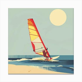 Windsurfing On The Beach Canvas Print