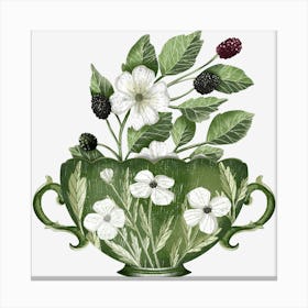 Vintage floral teacup art Canvas Print