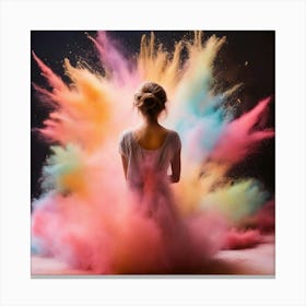 Girl With Colorful Powder Canvas Print