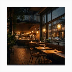 Restaurant Interior At Dusk Canvas Print