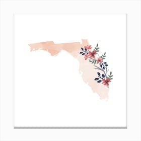 Florida Watercolor Floral State Canvas Print
