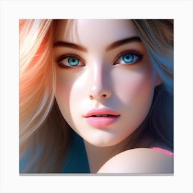 Portrait Of A Girl With Blue Eyes Canvas Print