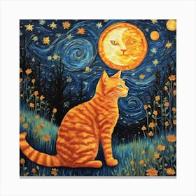 Cat In The Moonlight 1 Canvas Print