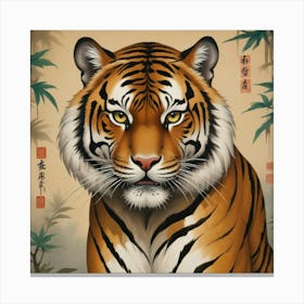 Talismanic Tiger, Vintage Japanese Hallway Art Print Canvas Print