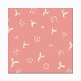 Ditsy Flowers on Pink, Pattern Canvas Print