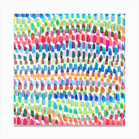 Artsy Strokes Stripes Colorful Square Canvas Print