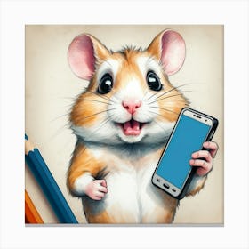 Hamster Holding A Cell Phone Canvas Print