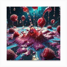 Splashing Raspberries 1 Canvas Print