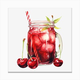 Cherry Cocktail In A Mason Jar 1 Canvas Print