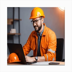 Portrait Of A Construction Worker Canvas Print