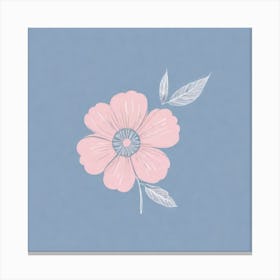 A White And Pink Flower In Minimalist Style Square Composition 230 Canvas Print