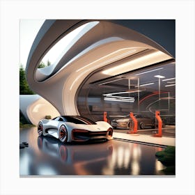 Futuristic Car Garage 5 Canvas Print