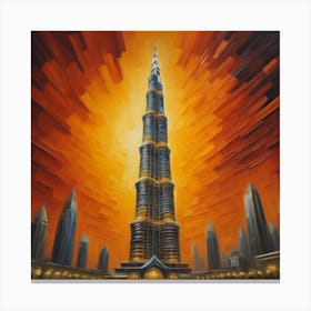 Burj Khalifa dubai oil paint Canvas Print