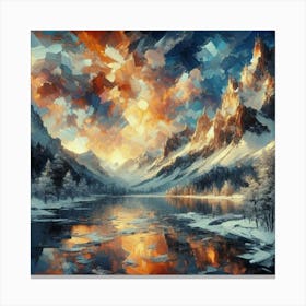 Montain lac oil painting abstract painting art Canvas Print