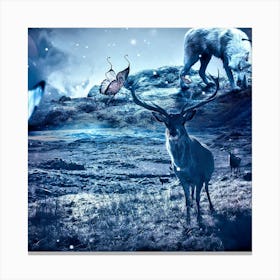 Wolf And Deer Canvas Print
