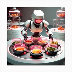 Robot Serving Food Canvas Print