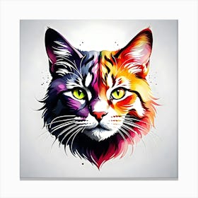 Colorful Cat Head 4 Canvas Print