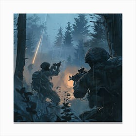 Soldier In The Woods Canvas Print