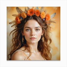 Beautiful Girl With Flowers Canvas Print