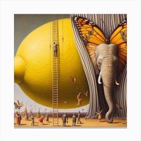 Lemon And An Elephant Canvas Print