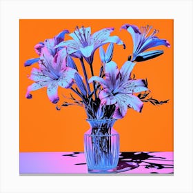 Andy Warhol Style Pop Art Flowers Florals 7 Square Canvas Print