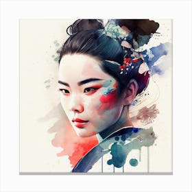 Watercolor Modern Geisha #4 Canvas Print