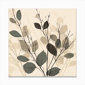 Minimal Botanical in Beige Background Canvas Print