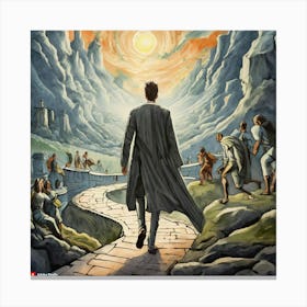 Man Walking Down A Path Canvas Print