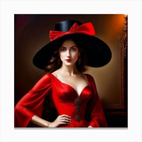 Beautiful Woman In Red Dress 15 Canvas Print