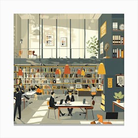 Illustration Of A Library 1 Canvas Print