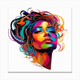 Colorful Woman'S Face 4 Canvas Print