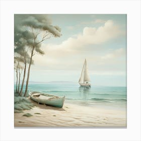 Sailboat On The Beach 1 Canvas Print