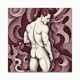 Sexy Man in burgundy color Canvas Print