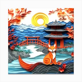 Quilling paper majestic Pagoda design Canvas Print