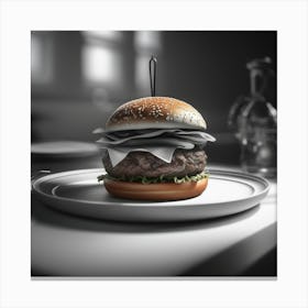 Burger On A Plate 27 Canvas Print