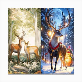 Deer In The Forest Canvas Print