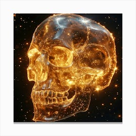 Golden Skull In Space Canvas Print