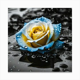 Blue Rose In Water Canvas Print