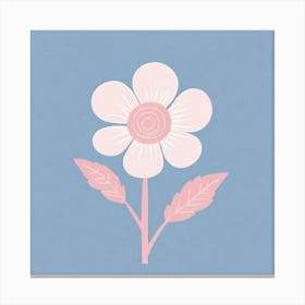 A White And Pink Flower In Minimalist Style Square Composition 550 Canvas Print