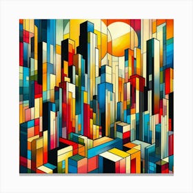 Bold Colors And Geometric Shapes Inspired By A Metropolis (4) Canvas Print