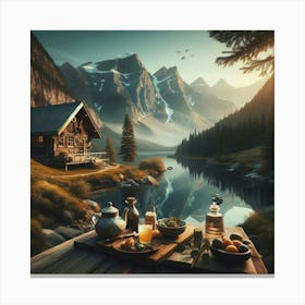 Cabin In The Mountains Canvas Print