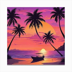 Palm Tree Sunset Art Prin (4) Canvas Print