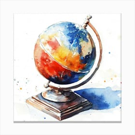 Watercolor Globe Canvas Print