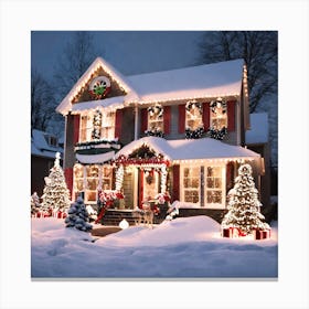 Christmas Lights On A House 5 Canvas Print