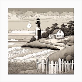 Lighthouse At Dusk 2 Canvas Print