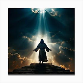 Jesus Walking On The Steps Canvas Print