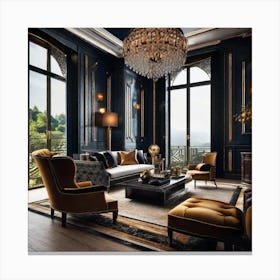 Black And Gold Living Room 9 Canvas Print