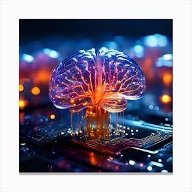 Artificial Brain On A Circuit Board Canvas Print